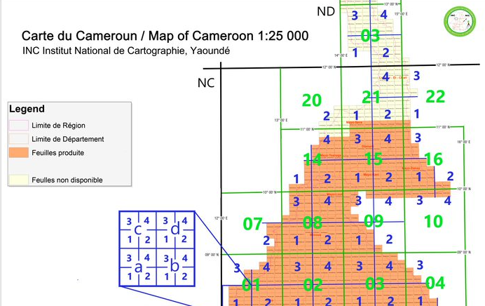 Topografisches Kartenwerk Kamerun