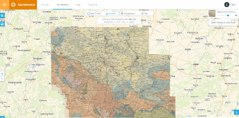 Georeferencing hidden maps